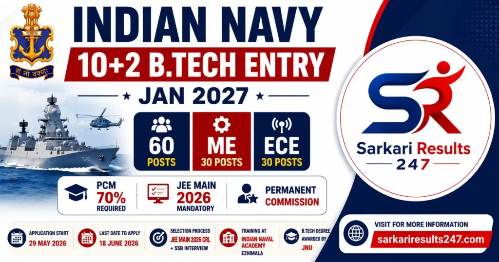 Indian Navy 10+2 B.Tech Entry 2027