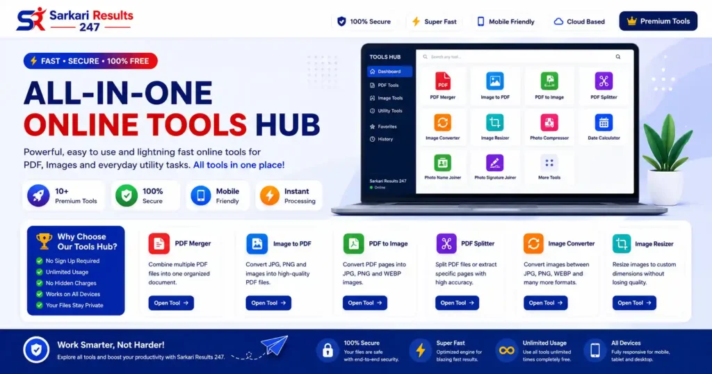 All-in-One Online Tools Hub Dashboard with PDF and Image Tools
