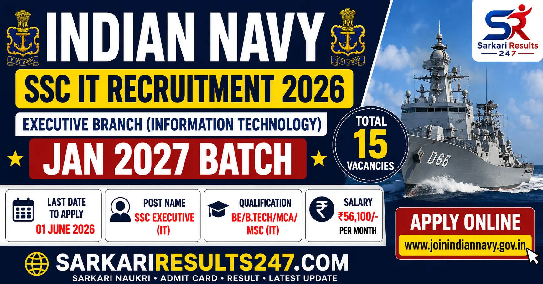 Indian Navy SSC IT Recruitment 2026 Notification