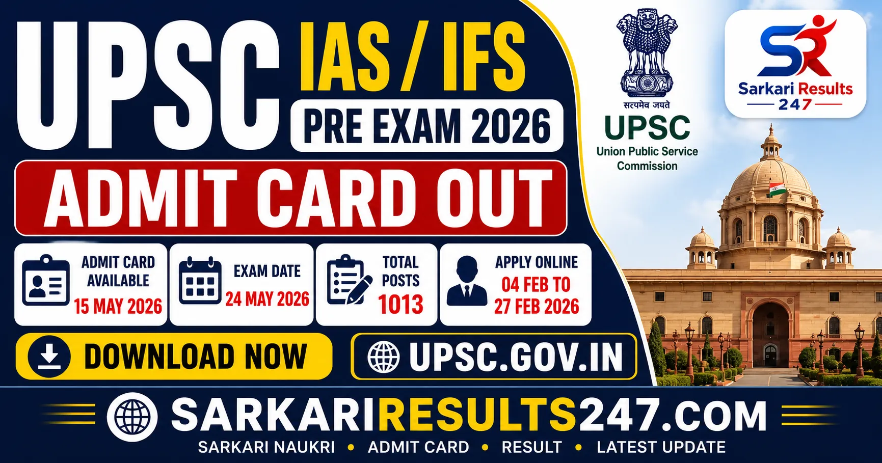 UPSC IAS IFS Pre Admit Card 2026 Download