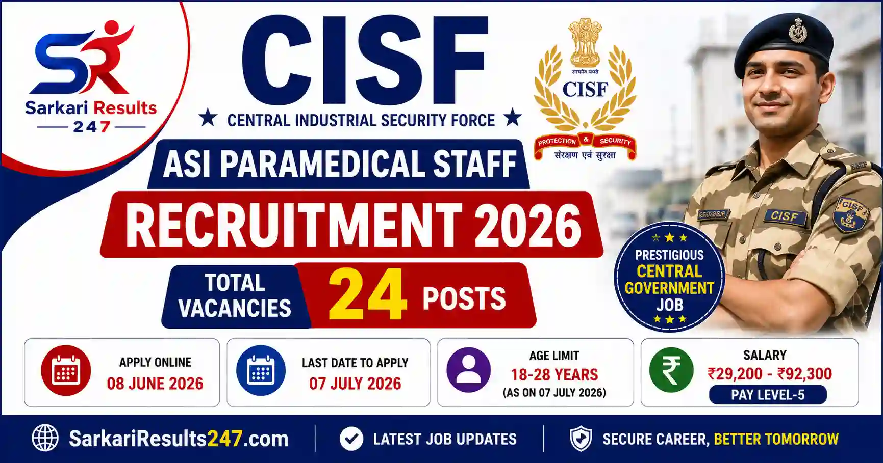 CISF ASI Pharmacist Lab Technician X Ray Technician Recruitment 2026