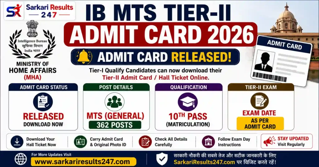 IB MTS Tier-II Admit Card 2026